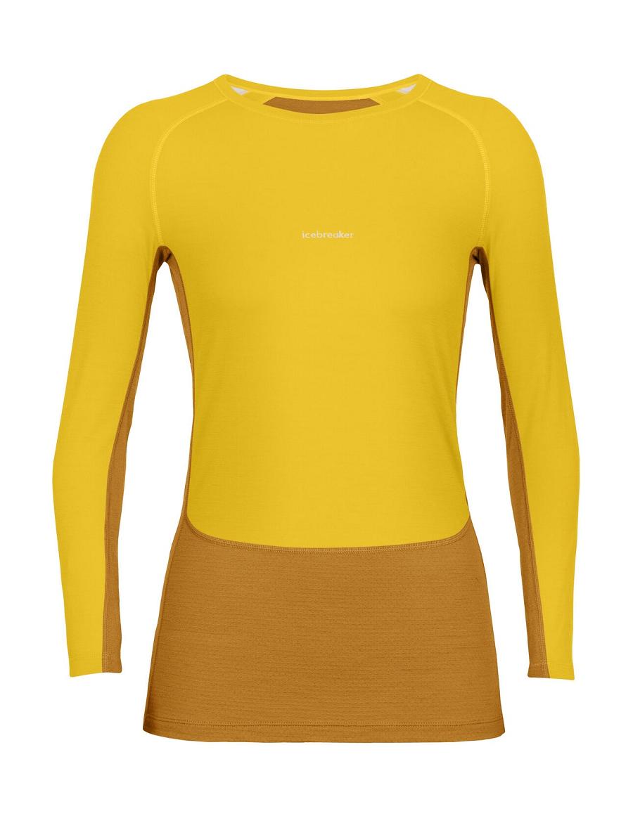 Silent Gold / Clove Women's Icebreaker 200 ZoneKnit™ Merino Long Sleeve Crewe Base Layers | USA 1849MQZA